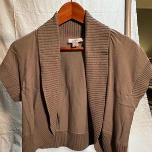 Women's Ann Taylor Loft Green Short Sleeve Sweater Cardigan (Petite M)